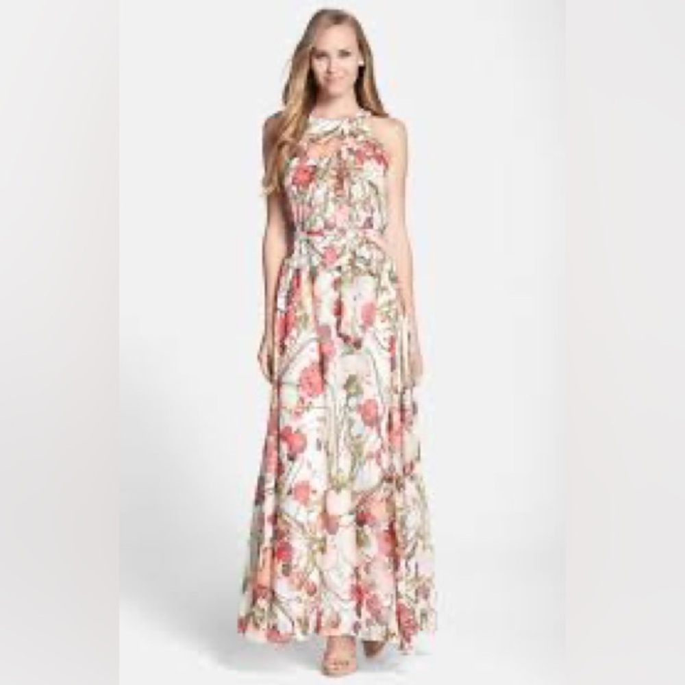 Adrianna Papell Floral Sleeveless Halter Maxi Dress, Size 16W - Picture 10 of 10